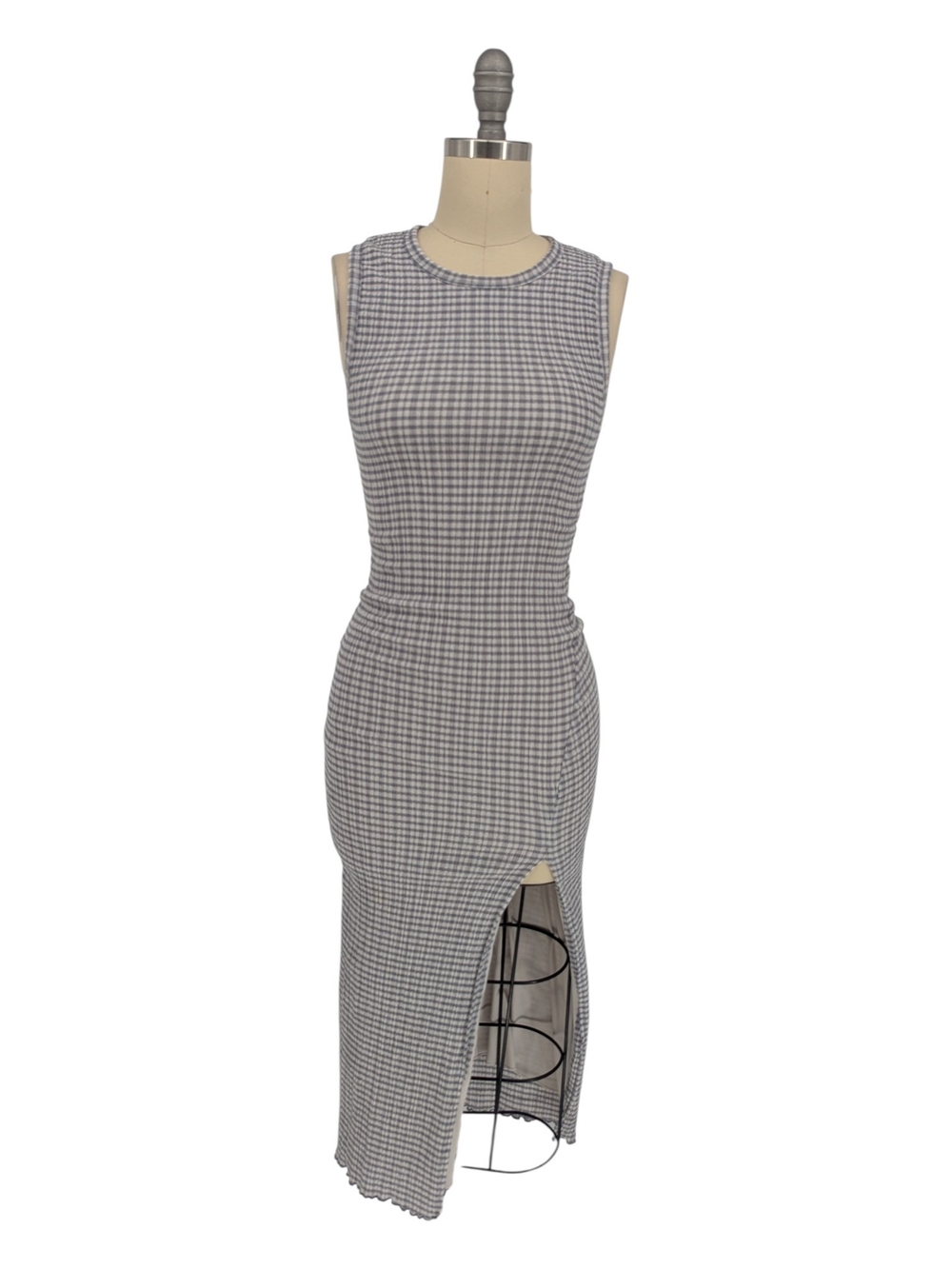 30085 Wilfred Gingham Bodycon Dress Purple size 2XSmall preppy summer cottagecor